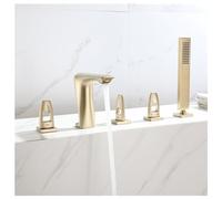 ASumPio Rubinetto miscelatore moderno per vasca da bagno con foro per doccia estensibile per vasca fredda e calda con doccetta a soffitto, in ottone, per vasca da bagno, doccia, miscelatore (oro