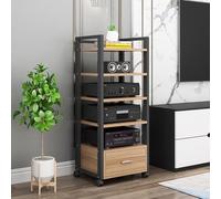 ASumPio Supporto per Media Av con Torre Audio Mobile A 5 Livelli, Supporto per Lettore CD, Mobiletto Portaoggetti per Componenti Stereo E Centro Multimediale Aperto con Ripiano,B-50X40X120CM