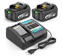 ASUNCELL 2 batterie da 5,5 Ah e caricatore per Makita LXT, compatibili con tutte le batterie Makita 14,4 V-18 V BL1815 BL1830 BL1850 BL1430