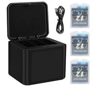 ASUNCELL 2000mAh Confezione da 3 Batterie Hero 12/11/10/9 e Caricatore USB, Batteria Ricaricabile agli ioni di litio e Caricabatterie Dual Smart LCD, compatibile con Gopro Hero 12/11/10/9