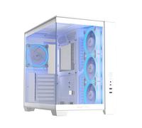 ASUS A32 PLUS TG ARGB WHT, Case ATX Bianco, Pannello in Vetro Temperato | Doppia Camera, Supporta Radiatori da 360mm e Schede Grafiche da 420mm, 4 Ventole ARGB Preinstallate, Gestione Pulita dei Cavi