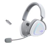 ASUS ROG Delta II, Cuffie da Gaming Senza Filo, Connessione 2.4GHz e Bluetooth, Audio DualFlow Ampio e Autentico, Driver Placcati in Titanio da 50mm, Per PC, Mac, PS, Switch, Android, Bianco