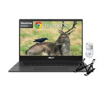 ASUS Chromebook CM1402 2024, 14" FHD, processore MediaTek Kompanio 520, 4 GB RAM, 64 GB eMMC, WiFi 6, webcam, lettore di schede micro SD, batteria a lunga durata, Chrome OS, con supporto