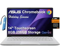 ASUS Chromebook CX14 - Computer portatile (touchscreen FHD da 14", Intel Celeron N4500, 8 GB di RAM, 256 GB di memoria (128 GB eMMC + scheda SD da 128 GB), per casa e studenti, webcam, resistente agli