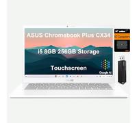 ASUS Chromebook Plus CX34 Laptop (touchscreen FHD da 14 pollici, Intel 10-Core i5-1335U, 8 GB di RAM, 256 GB di memoria (128 GB UFS + scheda SD da 128 GB), archiviazione cloud da 2 TB), Enterprise
