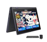 ASUS Computer portatile 2 in 1 touchscreen HD da 11,6 pollici per studenti, Intel Celeron N100, grafica UHD, 4 GB di RAM, 288 GB di memoria (SSD da 128 GB + set di docking station da 160 GB), webcam