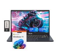 ASUS Computer portatile FHD da 14 pollici, processore Intel Pentium N6000, 4 GB di RAM, 224 GB di memoria (64 GB eMMC + set di docking station da 160 GB), grafica Intel UHD, webcam, Bluetooth, Win 11,