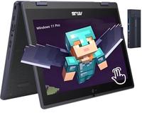 ASUS Computer portatile touchscreen HD 2 in 1 da 11,6", processore Intel Celeron N100, 4 GB RAM 128 GB SSD, docking station 9H da 256 GB, webcam, Wi-Fi 6, Bluetooth 5.1, HDMI, Windows 11 Pro, grigio