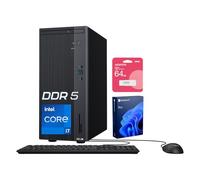 ASUS Desktop Tower V500 per casa e lavoro, processore Intel Core i7-13620H a 10 core, RAM DDR5 da 16 GB, SSD da 1 TB, DisplayPort, Wi-Fi 6, KB e mouse cablati, Win11 Pro, bundle con unità flash USB