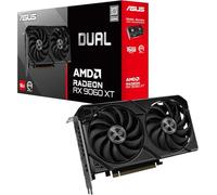 ASUS Dual AMD Radeon RX 9060 XT, Scheda Grafica 16G GDDR6, 128 Bit, PCIe 5.0, 1 HDMI 2.1, 2 DisplayPort 2.1, Ventole Axial-Tech, Tecnologia 0db, GPU Tweak III, Nero, DUAL-RX9060XT-16G