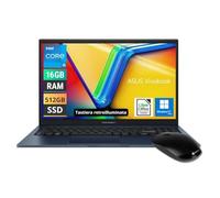 ASUS Notebook Vivobook, PC portatile, CPU Intel 5 Ultra 120U 10 core 5Ghz, Ram 16Gb, SSD M,2 512Gb, 15,6 FullHD ips, WiFi, 4 USB, HDMI, Windows 11 Pro, Tastiera Retroilluminata, Libre Office, Mouse