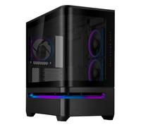 ASUS Prime AP202 ARGB Custodia mATX nera con vetro curvo completamente temperato, supporta schede grafiche fino a 420 mm di lunghezza, radiatori lunghi 360 mm, guida facile da staccare, sfiato slot