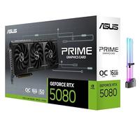 ASUS Prime GeForce RTX 5080 OC Edition - Scheda grafica tripla ventola, 16 GB GDDR7, 1827 AI Tops, Tensor Core di quinta generazione, DLSS 4, PCIe 5.0, DP 2.1b x3, HDMI 2.1b, con supporto GPU