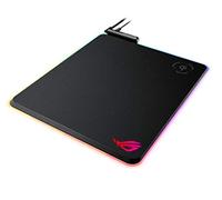 ASUS ROG Balteus Qi - Tappetino per mouse verticale con zona di ricarica Qi wireless, superficie di gioco micro-testurizzata, pass-through USB, illuminazione RGB Aura Sync e base antiscivolo (32 x 37,1 cm)
