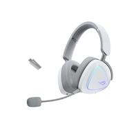 ASUS ROG Delta II, Cuffie da Gaming Senza Filo, Connessione 2.4GHz e Bluetooth, Audio DualFlow Ampio e Autentico, Driver Placcati in Titanio da 50mm, Per PC, Mac, PS, Switch, Android, Bianco
