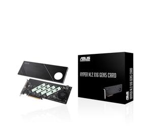 ASUS Scheda Hyper M.2 x16 Gen5 (PCIe 5.0/4.0) Supporta quattro dispositivi NVMe M.2 (2242/2260/2280/22110) fino a 512 Gbps per le funzioni RAID AMD e Intel® Platform RAID.