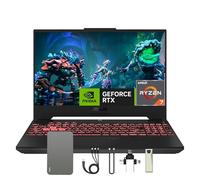 ASUS TUF A15 15,6" FHD 144Hz Gaming Laptop, AMD Ryzen 7-6800H, 64GB DDR5 RAM, 4TB PCIe SSD, GeForce RTX 3050 Ti 4GB, Windows 11 Pro, Tastiera retroilluminata RGB, Wi-Fi 6, grigio, set di docking