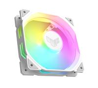 ASUS TUF GAMING TR120 FAN ARGB WHT 3IN1, Ventole da 120mm Bianche, 3 Pezzi | Spessore 28 mm, Pressione Statica 3,3 mm H2O con Flusso d'aria Elevato, Design a Doppio Strato con 16 LED RGB, Controllo PWM