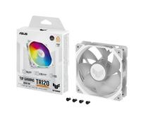 ASUS TUF GAMING TR120 FAN ARGB REVERSE WHITE Ventola Case a Pale Invertite, Spessore 28 mm, Pressione Statica 3,3 mm H2O con Flusso d'aria Elevato, Design Doppio Strato 16 LED RGB, 1 Pezzo, Bianco
