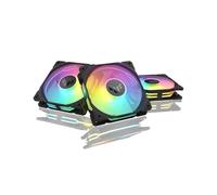 ASUS TUF GAMING TR120 FAN ARGB REVERSE BLACK 3 IN 1 Ventole Case a Pale Invertite Spessore 28 mm, Pressione Statica 3,3 mm H2O con Flusso d'aria Elevato, Design Doppio Strato 16 LED RGB, 3 pezzi, Nero