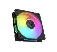 ASUS TUF GAMING TR120 FAN ARGB REVERSE BLACK Ventola Case a Pale Invertite, Spessore 28 mm, Pressione Statica 3,3 mm H2O con Flusso d'aria Elevato, Design Doppio Strato 16 LED RGB, 1 pezzo, Nero