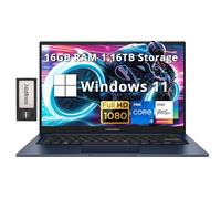 ASUS Vivobook - Computer portatile aziendale FHD IPS da 14", Intel i3-1215U, 16 GB di RAM, 1,16 TB di memoria (SSD da 1 TB + set docking station da 160 GB), scheda grafica Intel Iris Xe, fotocamera