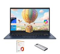 ASUS Vivobook - Computer portatile da 14 pollici, FHD, Intel Core i5-1334U, 16 GB di RAM, SSD da 512 GB + SSD portatile da 128 GB, copilot AI, ricarica rapida, NumberPad, Windows 11 Pro, con ufficio a