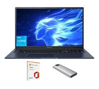 ASUS Vivobook - Computer portatile FHD antiriflesso da 17,3", Core i3-1215U (fino a 4,4 GHz), 16 GB di RAM, SSD da 512 GB + SSD portatile da 128 GB, WiFi 6E, webcam, tastiera, copilota, con ufficio a