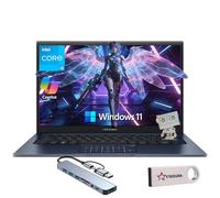 ASUS Vivobook - Computer portatile FHD da 14", Intel Core i3-1315U, 16 GB di RAM, SSD PCIe da 256 GB, unità DVD esterna e chiavetta USB, Wi-Fi, HDMI, webcam, lunga durata della batteria, touchpad, blu