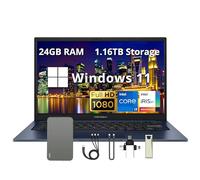 ASUS Vivobook - Computer portatile FHD da 14", RAM DDR4 da 24 GB, memoria da 1,16 TB (SSD da 1 TB e set di docking station da 160 GB), Intel i3-1215U, scheda grafica Intel Iris Xe, Windows 11, webcam