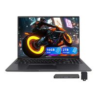 ASUS Vivobook - Computer portatile WUXGA da 16", Intel Core i7-1355U, 16 GB di RAM, 2 TB di spazio di archiviazione (SSD da 1 TB + set docking station da 1 TB), grafica Iris Xe, tastiera