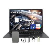 ASUS Vivobook - Computer portatile WUXGA da 16", RAM da 40 GB, memoria da 2,16 TB (SSD da 2 TB e set di docking station da 160 GB), Intel i7-1355U, scheda grafica Intel Iris Xe, Windows 11, webcam