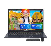 ASUS Vivobook Go 14" FHD Laptop, Intel Celeron N4500, 4GB DDR4 RAM, 288GB di storage (128GB eMMC + 160GB Docking Station Set), Intel UHD Graphics, Number Pad, Webcam, Wi-Fi 5, Win 11 S, Star Black