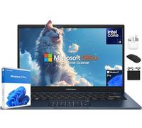 ASUS Vivobook - Laptop FHD da 14 pollici 2025 per studenti aziendali, Lifetime Office 2024, 6-Core 13th Intel i3 (fino a 4,5 GHz), 16 GB di RAM e 1 TB di archiviazione (512 GB SSD + 500 GB Ext