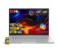 ASUS Vivobook S16 AI Laptop 16" 3.2k OLED 120Hz (600nits 100% DCI-P3) AMD 10-core Ryzen AI 9 365 (fino a 50 top) 32 GB RAM 2 TB SSD per Creator Designer Business Professional Win11 ICP Hub/Copilot+AI