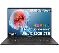 ASUS Zenbook 14 AI PC Touchscreen Laptop, Intel Ultra 9 285H, 32GB DDR5, 2TB SSD, 14" FHD+ OLED, 16-Core (> i9-13900H), retroilluminato, 2 x Thunderbolt 4, Wi-Fi 7, 18-Hr Batteria, IR Webcam, Win 11