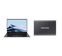 ASUS Zenbook 14, Notebook con Monitor da 14" OLED, 120Hz, Nero + Samsung T7 Portable SSD - 2 TB - USB 3.2 Gen.2 External SSD Titanium Grey