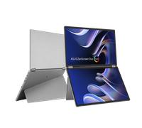 ASUS ZenScreen Duo OLED MQ149CD, Monitor Portatile e Pieghevole a 360° da 14", Full HD OLED (1920x1200), DisplayHDR 400 True Black, 100% DCI-P3, Dual USB-C, Mini-HDMI, Treppiede, Argento e Nero