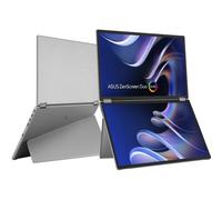 ASUS ZenScreen Duo OLED MQ149CD, Monitor Portatile e Pieghevole a 360° da 14", Full HD OLED (1920x1200), DisplayHDR 400 True Black, 100% DCI-P3, Dual USB-C, Mini-HDMI, Treppiede, Argento e Nero