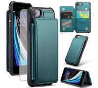 Asuwish Custodia a portafoglio per iPhone 6/6s/7/8/SE 2020 2022 con pellicola protettiva e blocco RFID porta carte stand Cell i Six Seven 6a i6 i7 i8 7s 8s SE2020 SE2 2 SE2022 SE3 3 Donne Uomini Verde