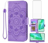 Asuwish Custodia a portafoglio per OnePlus 9 Pro One Plus 9Pro 5G con pellicola protettiva in vetro temperato e porta carte di credito accessori per cellulari On 1Plus 1 + Plus9 1+ Pro Nine Women Men