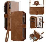 Asuwish Custodia per Huawei P20 Pro, con nastro, pellicola protettiva per carte di credito, pieghevole, in pelle, supporto Hawaii P 20 20Pro CLT-L29 CLT-L09, colore: marrone