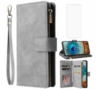 Asuwish Custodia per Nokia X10/X20, con pellicola protettiva e scomparto per carte di credito, pieghevole, in pelle, con supporto da 10 20 5G, colore grigio