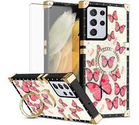 Asuwish Custodia per S21 Ultra FXBKWHD DE, colore rosso rosa