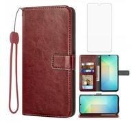 Asuwish Custodia per Samsung Galaxy A06 5G, con pellicola protettiva e scomparto per carte di credito, pieghevole, in pelle, supporto A 06 4G AO6 64 GB, SM-A065F A065F/DS