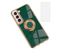 Asuwish Custodia per Samsung Galaxy S22 Plus S22+5G e supporto ad anello Cavalletto con pellicola protettiva in vetro temperato Cover sottile Soft Cell Accessories S22+5G S22plus 22S + S 22 22+ G5