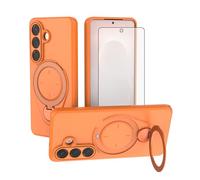 Asuwish Custodia per Samsung Galaxy S26 5G Cover con pellicola protettiva in vetro temperato e cavalletto girevole a 360° antiurto Full Body Slim TPU Cell Accessories S 26 26S G5 SM-S942U Donna