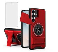 Asuwish Custodia per Samsung Galaxy S26 Plus S26+5G Slide Camera Cover con Pellicola Protettiva e Anello Magnetico Holder Stand Hybrid Antiurto Mobile Cell S 26 + 26+ S26Plus 26S SM-S947U Donne Rosso