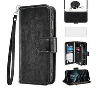 Asuwish Custodia per telefono per Alcatel T 3X A600DL Custodia a portafoglio con pellicola protettiva per lo schermo Tracolla Flip Zipper Porta carte di credito TPU Slot Stand TCLA3X TLC AX3 600DL