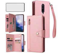 Asuwish Custodia per telefono per OnePlus 7 Pro Custodia a portafoglio e protezione dello schermo in pelle Flip Card Holder Stand Accessori Cellulari OnePlus7Pro 5G One Plus 1+7 1Plus OnePlus7 7Pro One+ 1 + Seven Donne Oro Rosa